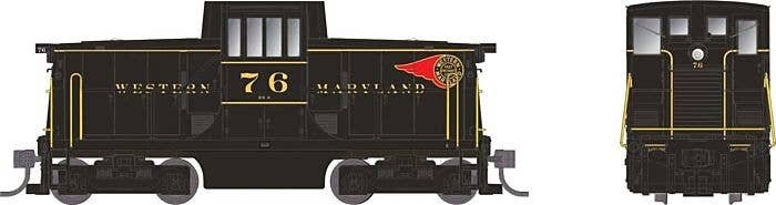 GE 44-Tonner - Standard DC -- Western Maryland 76 (black, red, yellow, Fireball Logo), HO, Rapido Trains Inc 48066