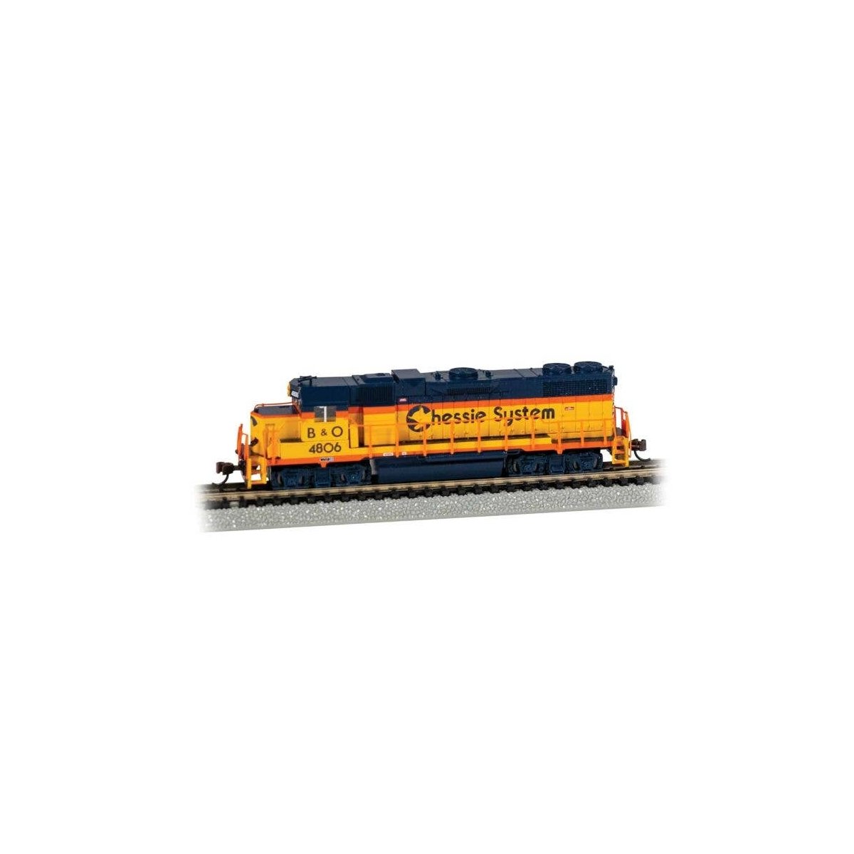 EMD GP38-2 Dynamic Brakes - Standard DC -- Chessie System 4806 (yellow, blue, vermillion), N, Bachmann Industries 61752