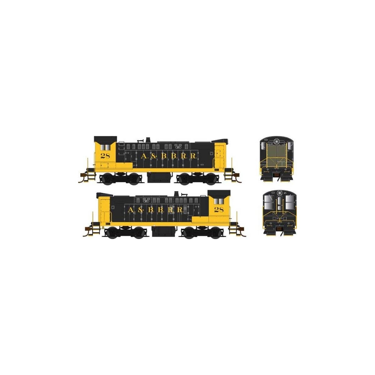 Baldwin S12 - Standard DC -- Akron & Barberton Belt 28 (black, yellow), HO, Bowser Manufacturing Co. 25471
