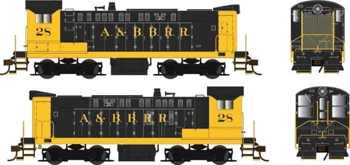 Baldwin S12 - Standard DC -- Akron & Barberton Belt 28 (black, yellow), HO, Bowser Manufacturing Co. 25471