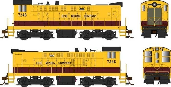 Baldwin S12 - Standard DC -- Erie Mining 7247 (yellow, maroon), HO, Bowser Manufacturing Co. 25476