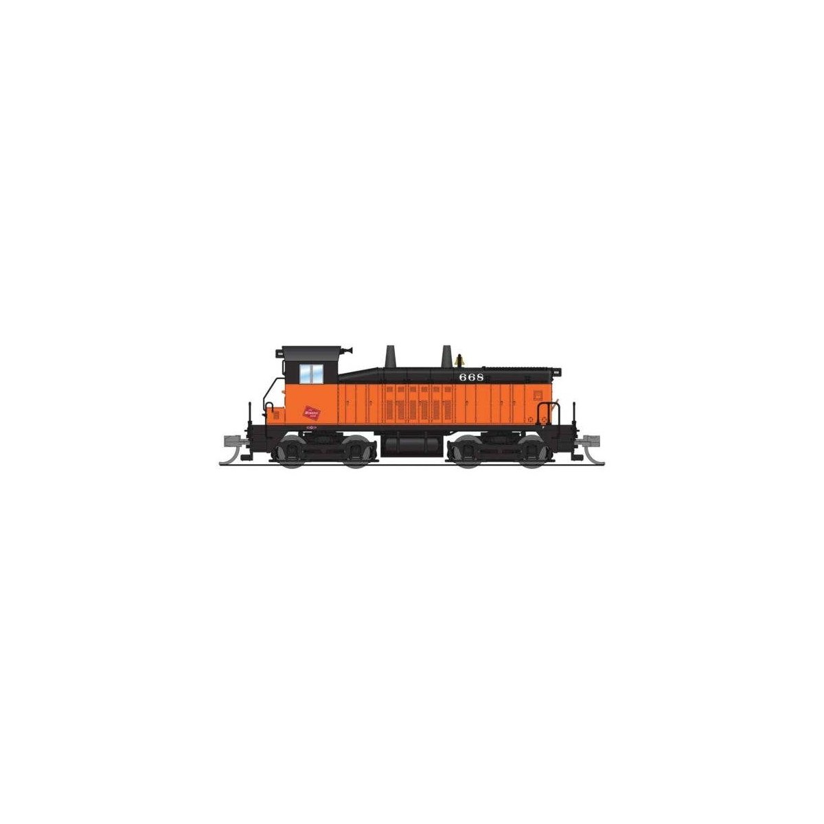 EMD NW2 - Standard DC - Stealth -- Milwaukee Road 670 (orange, black, TMR Logo), N, Broadway Limited Imports 9327