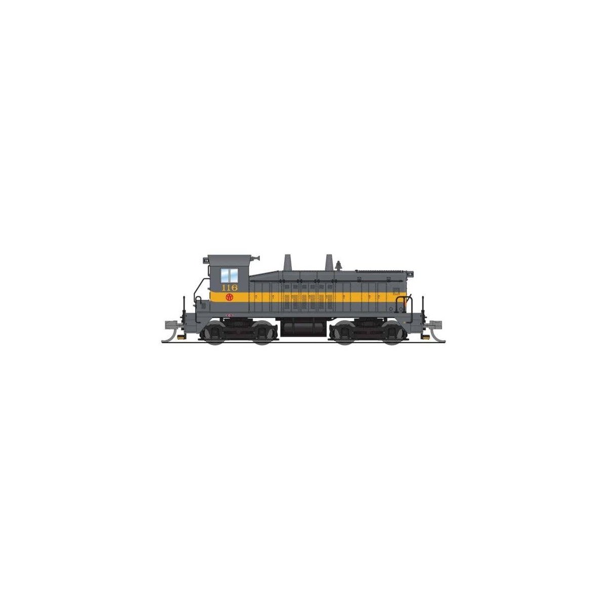 EMD NW2 - Standard DC - Stealth -- New York, Ontario & Western 116 (gray, yellow, orange), N, Broadway Limited Imports 9328