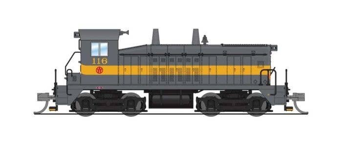 EMD NW2 - Standard DC - Stealth -- New York, Ontario & Western 116 (gray, yellow, orange), N, Broadway Limited Imports 9328