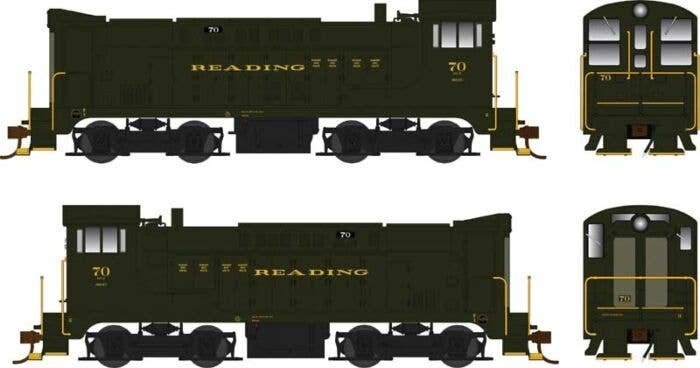 Baldwin VO660 - Standard DC -- Reading 70 (green, yellow), HO, Bowser Manufacturing Co. 25510