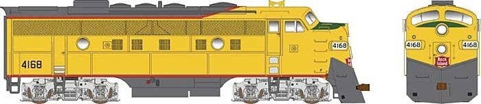 EMD F9AM Rebuild w/Large Branch Line Snowplow - Standard DC - Executive Line -- Rock Island 4168 (Ex-UP, Armour Yellow, gray), H