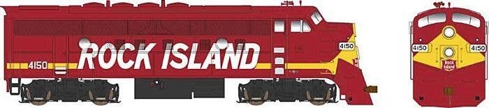 EMD F9AM Rebuild w/Large Branch Line Snowplow - Standard DC - Executive Line -- Rock Island 4150 (red, yellow, Billboard Letteri