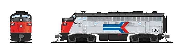 EMD F7A - Standard DC - Stealth -- Amtrak 105 (Phase I, silver, red, blue, black, Arrow Logo), N, Broadway Limited Imports 9275