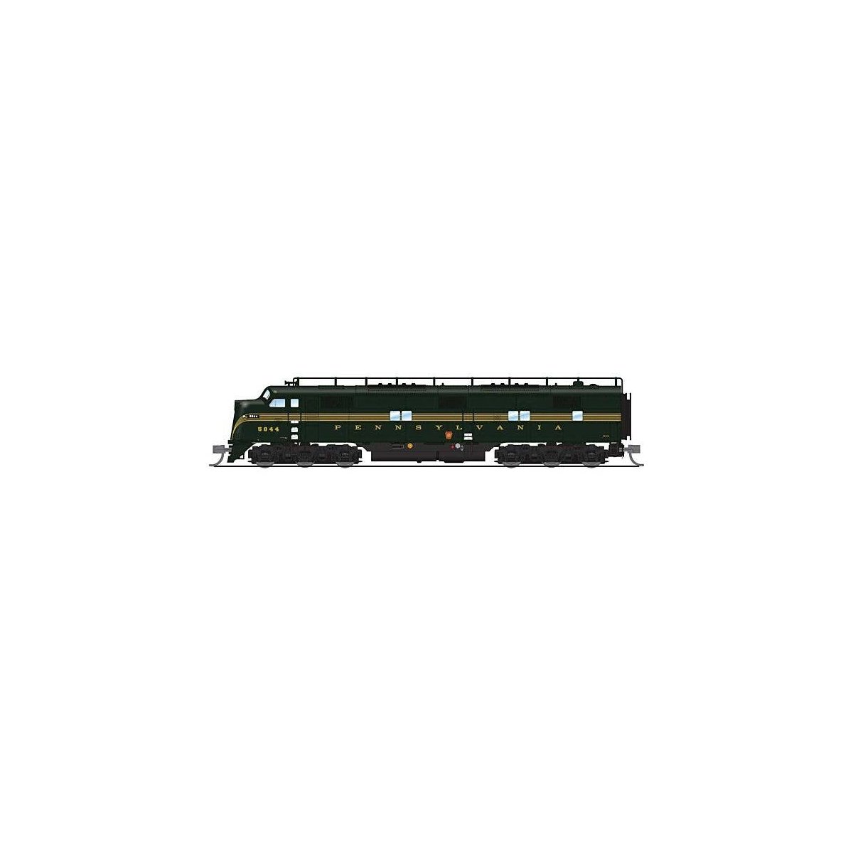 EMD E7A - Standard DC - Stealth Series -- Pennsylvania Railroad 5845A (5-Stripe, Brunswick Green, yellow), N, Broadway Limited I