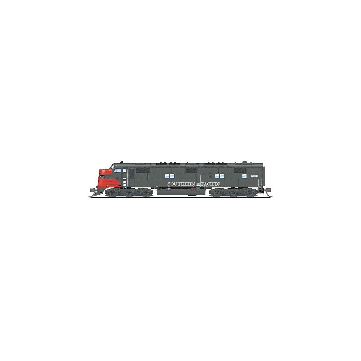 EMD E7A - Standard DC - Stealth Series -- Southern Pacific 6002 (gray, red), N, Broadway Limited Imports 8800