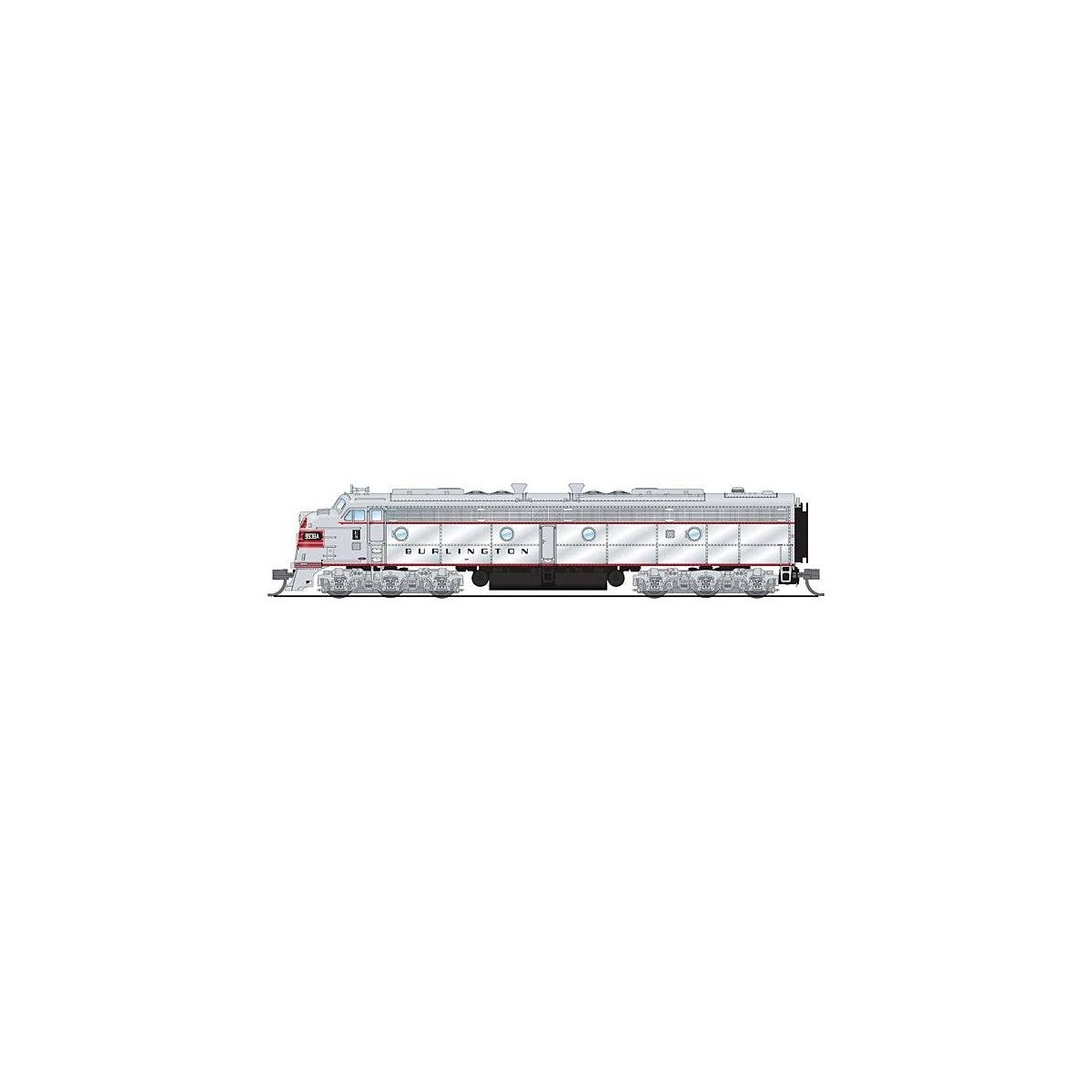 EMD E8A - Standard DC - Stealth Series -- Chicago, Burlington & Quincy 9938A (silver, red), N, Broadway Limited Imports 8844