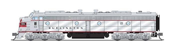 EMD E8A - Standard DC - Stealth Series -- Chicago, Burlington & Quincy 9945B (silver, red), N, Broadway Limited Imports 8845