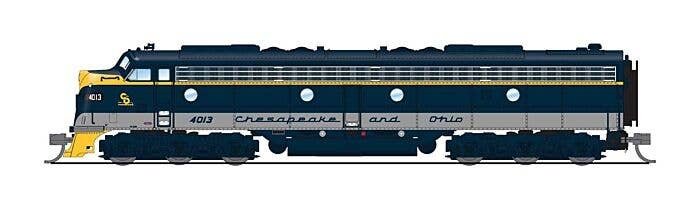 EMD E8A - Standard DC - Stealth Series -- Chesapeake & Ohio 4013 (blue, gray, yellow), N, Broadway Limited Imports 8848
