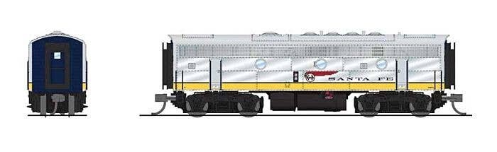 EMD F7B - Standard DC - Stealth -- Santa Fe 351A (Yellowbonnet, silver, yellow, blue), N, Broadway Limited Imports 9278