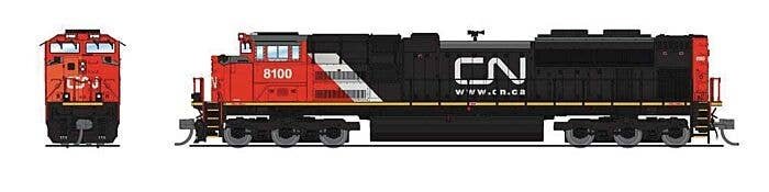 EMD SD70ACe - Standard DC - Stealth -- Canadian National 8100 (black, red, yellow, Website Logo), N, Broadway Limited Imports 84