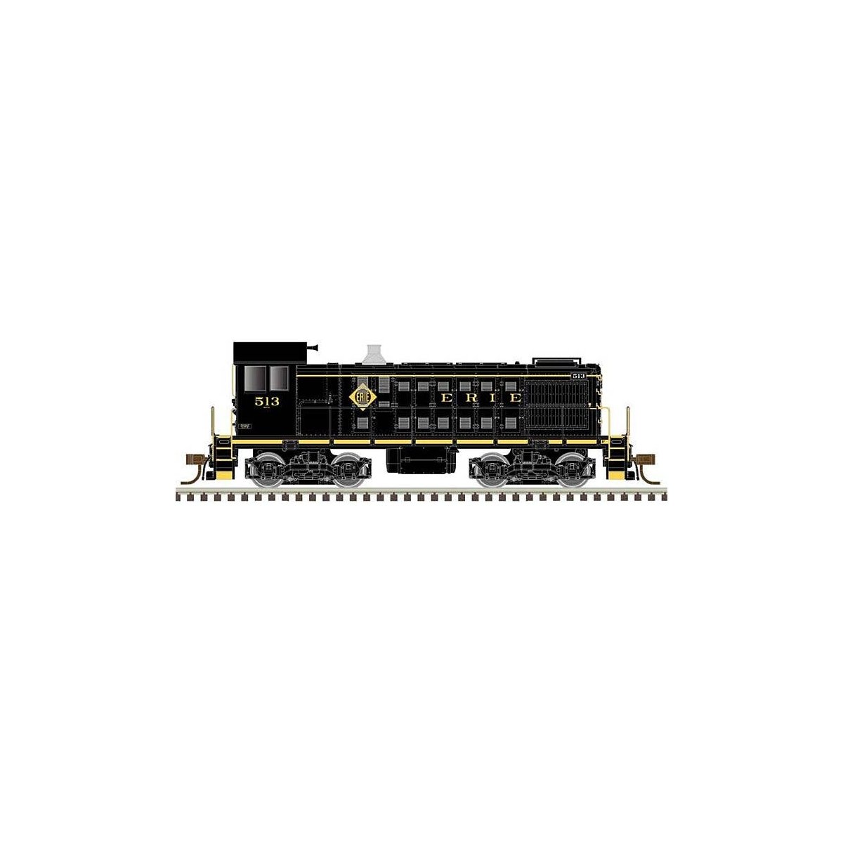 Alco S2 - Standard DC - Master(R) Silver -- Erie 515 (black, yellow), HO, Atlas Model Railroad Co. 10003384