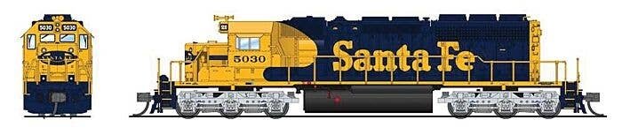 EMD SD40-2 - Standard DC - Stealth -- Santa Fe 5030 (Warbonnet blue, yellow), N, Broadway Limited Imports 9950