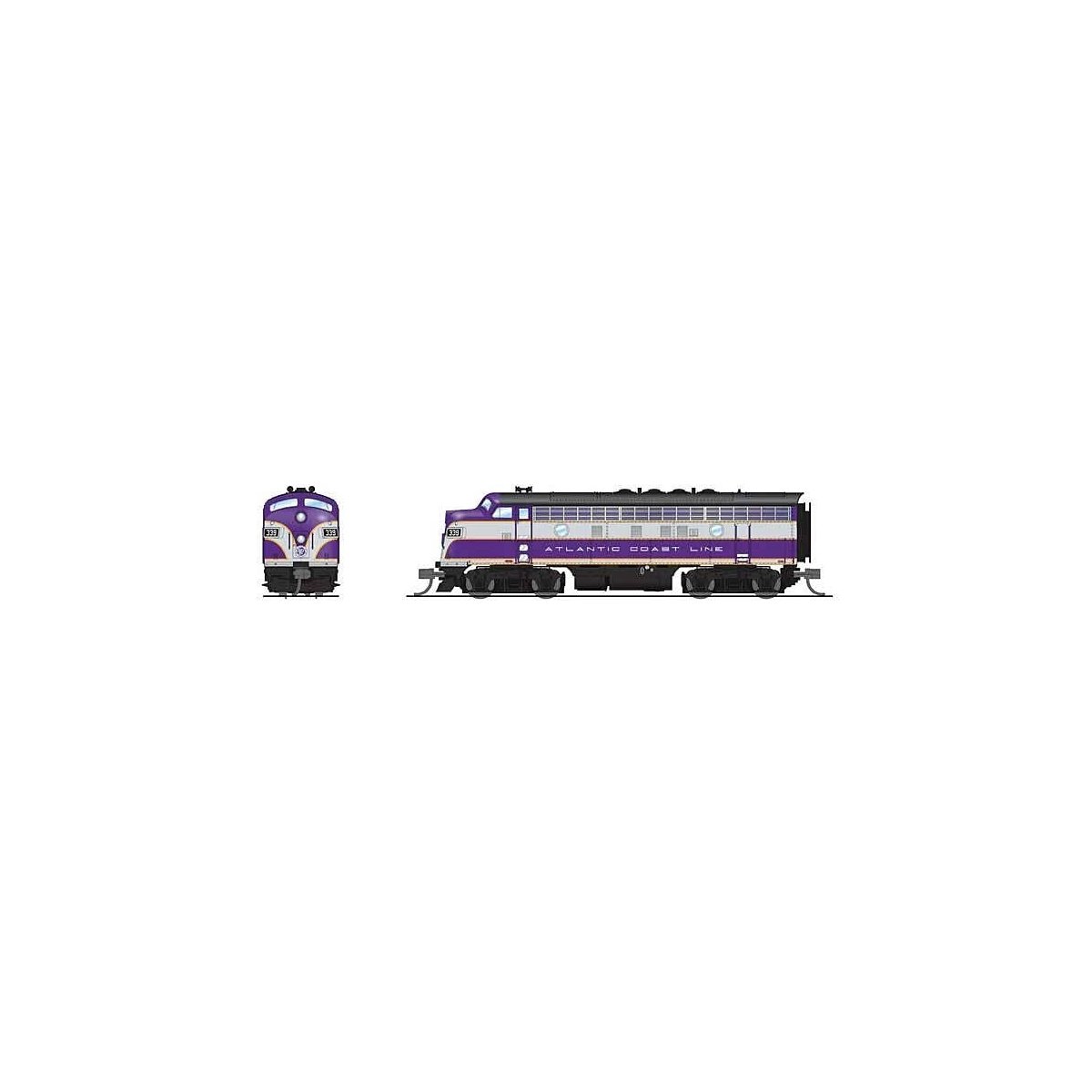 EMD F3A - Standard DC - Stealth -- Atlantic Coast Line 344 (purple, silver, yellow, black), N, Broadway Limited Imports 9220