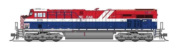 GE ES44AC - Standard DC - Stealth -- Canadian National 3115 (BC Rail Heritage, blue, red, white), N, Broadway Limited Imports 86