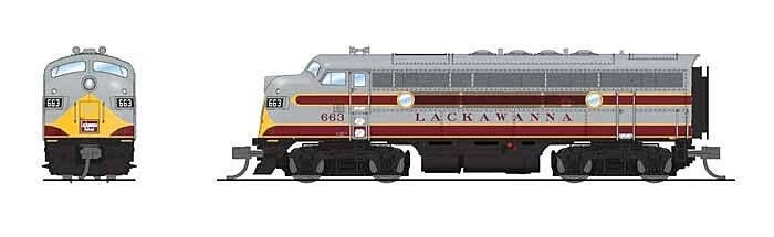 EMD F3A - Standard DC - Stealth -- Delaware, Lackawanna & Western 664 (Restored, gray, maroon, yellow), N, Broadway Limited Impo