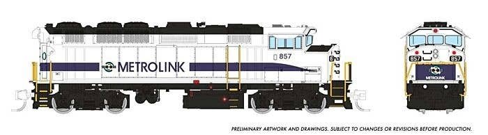 GMDD F59PH - Standard DC -- Metrolink 857 (white, blue stripe), N, Rapido Trains Inc 519015