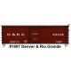 36 Double-Sheathed Wood Boxcar - Steel Roof - Wood Ends - Straight Frame - Kit - Denver & Rio Grande - H0 - Walthers 112-1807