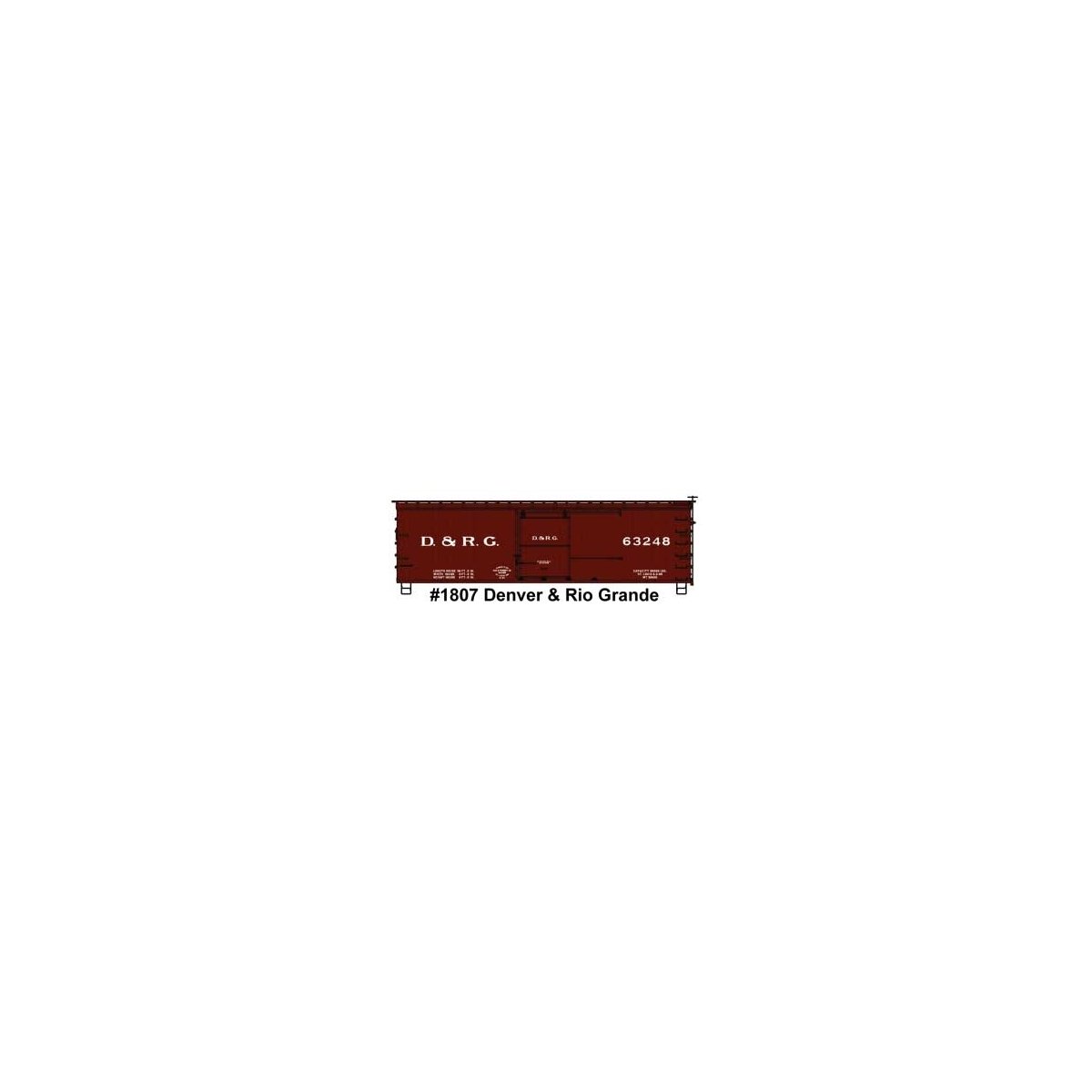 36 Double-Sheathed Wood Boxcar - Steel Roof - Wood Ends - Straight Frame - Kit - Denver & Rio Grande - H0 - Walthers 112-1807