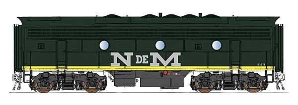 EMD F7B w/DCC -- Nacionales de Mexico (green, silver, yellow), HO, Intermountain Railway Company 49567