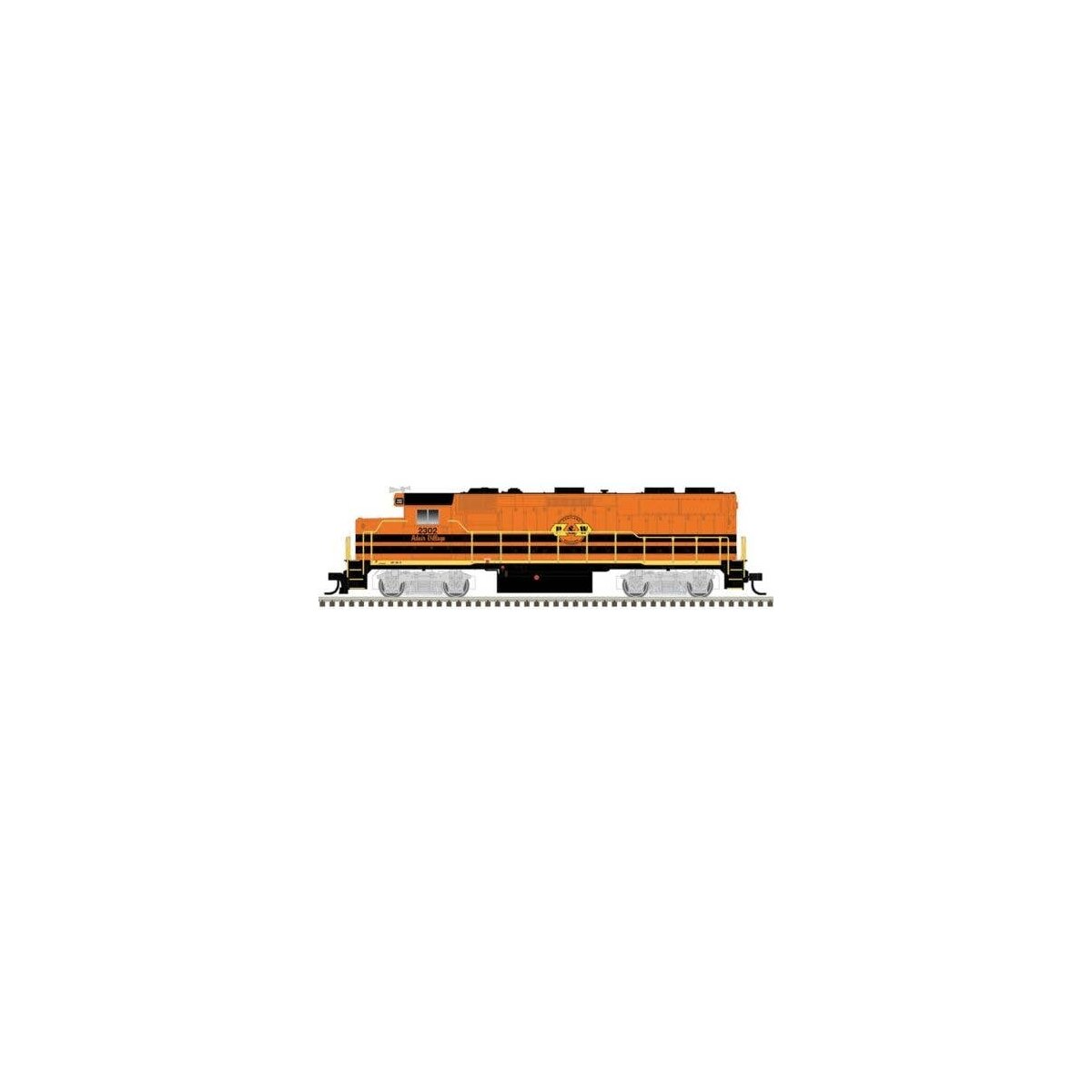 EMD GP39-2 Phase I - Standard DC - Master(R) Silver -- Portland & Western 2307 (orange, black, yellow), N, Atlas Model Railroad 