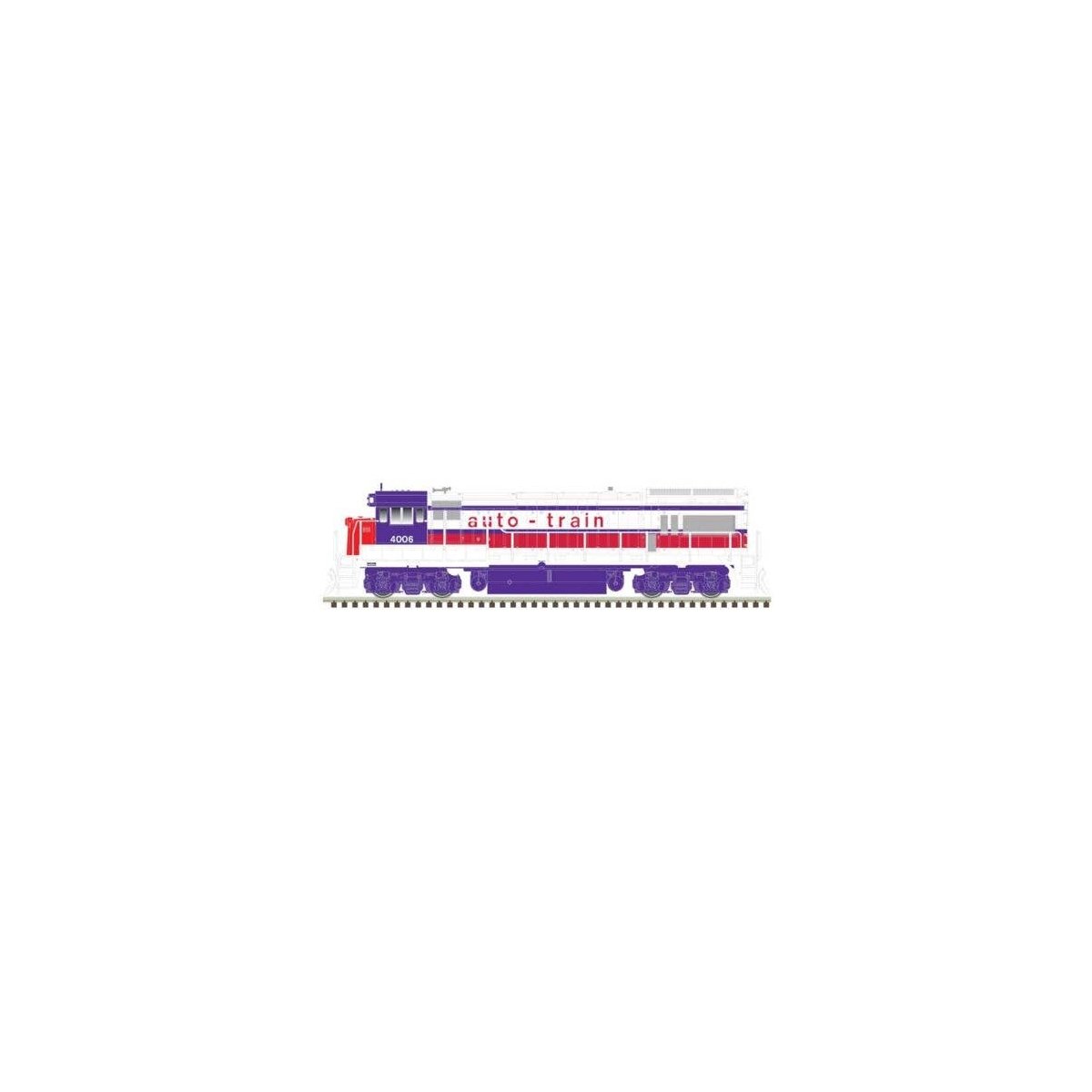 GE U33/36B - Standard DC - Master(R) Silver -- Auto Train 4006 (white, red, purple), N, Atlas Model Railroad Co. 40005949