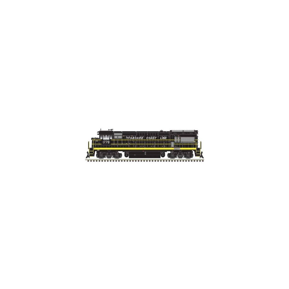 GE U33/36B - Standard DC - Master(R) Silver -- Seaboard Coast Line 1816 (black, yellow), N, Atlas Model Railroad Co. 40005953