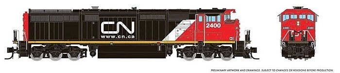 GE Dash 8-40CM - Standard DC -- Canadian National 2429 (black, white, red, Website Logo), N, Rapido Trains Inc 540038