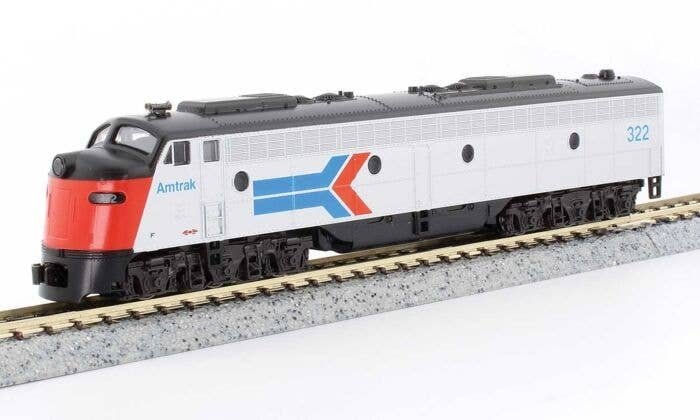 EMD E8A w/Single Headlight & Passenger Pilot - Standard DC -- Amtrak 322 (Phase I, silver, red, blue, black), N, Kato USA Inc 17