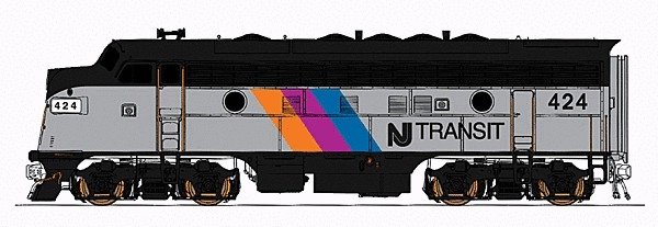 EMD F7A - Standard DC -- NJ Transit (silver, black, orange, purple, blue), N, Intermountain Railway Company 69286