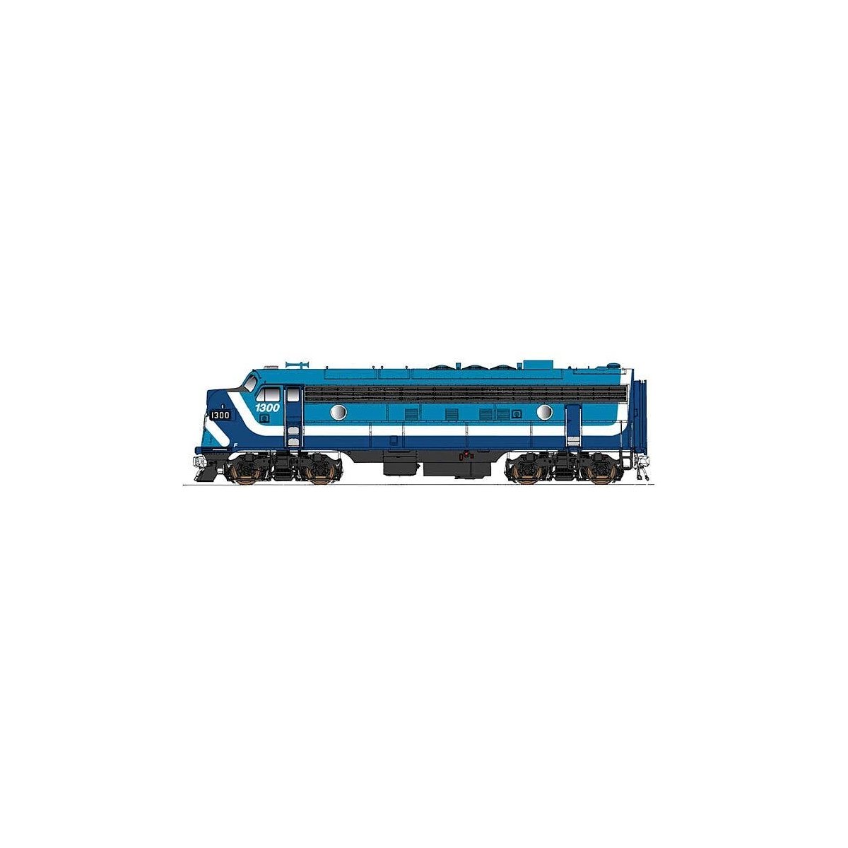EMD FP7 Phase I - Standard DC -- Commission de Transport Montreal CTCUM (2-tone blue, white), N, Intermountain Railway Company 6