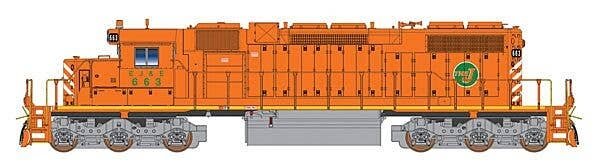 EMD SD38-2 - Standard DC -- Elgin, Joliet & Eastern (orange, white, green, The J Circle Logo), N, Intermountain Railway Company 