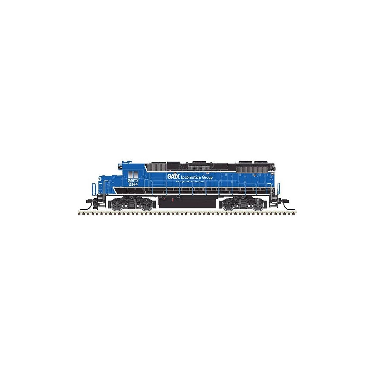 EMD GP38-2 Phase II - Standard DC -- GATX Leasing GMTX 2346 (black, blue), N, Atlas Model Railroad Co. 40004821