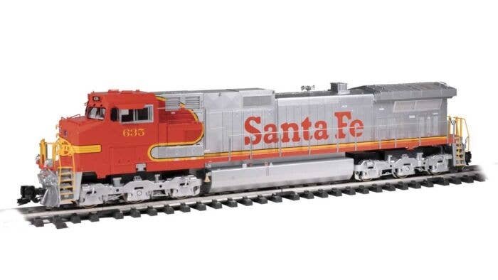 GE Dash 9-44CW - Standard DC -- Santa Fe 635 (silver, red, yellow Warbonnet), G, Bachmann Industries 90905