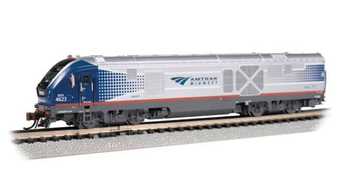 Siemens SC-44 Charger - Sound and DCC -- Amtrak 4623 (Midwest silver, blue, red), N, Bachmann Industries 67951