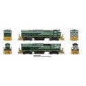 Montreal Locomotive Works MLW M420 - M420B Set - Standard DC -- British Columbia Railway 646, 682 (Lightning Stripe, green, Dogw