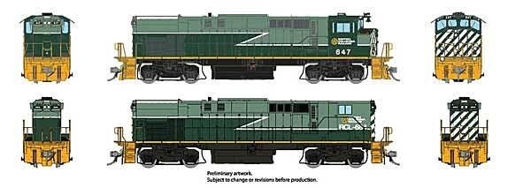 Montreal Locomotive Works MLW M420 - M420B Set - Standard DC -- British Columbia Railway 646, 682 (Lightning Stripe, green, Dogw