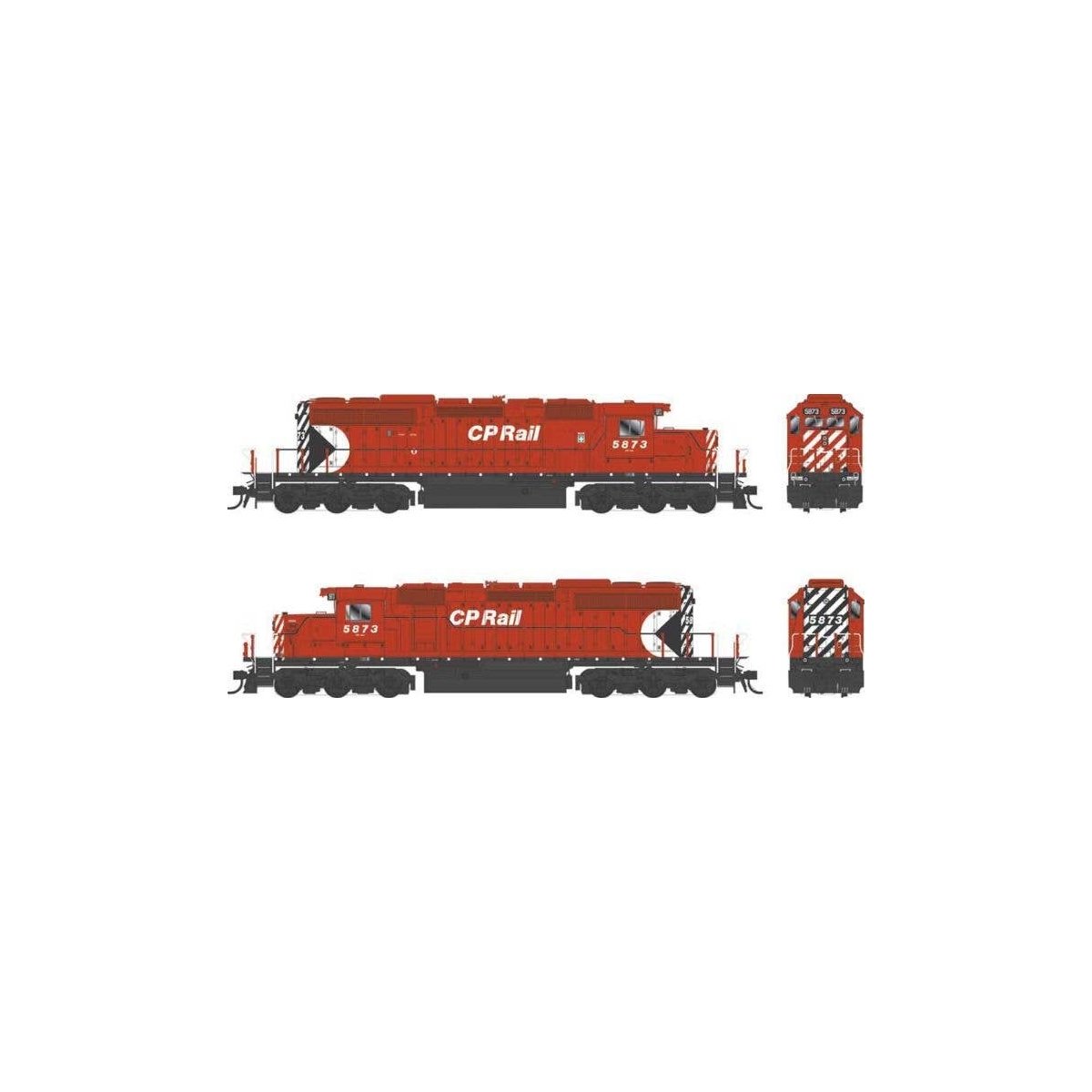 GMD SD40-2 - LokSound 5 and DCC - Executive Line -- Canadian Pacific 5873 (Action Red, white, black, Small Multimark, 2 Plows), 
