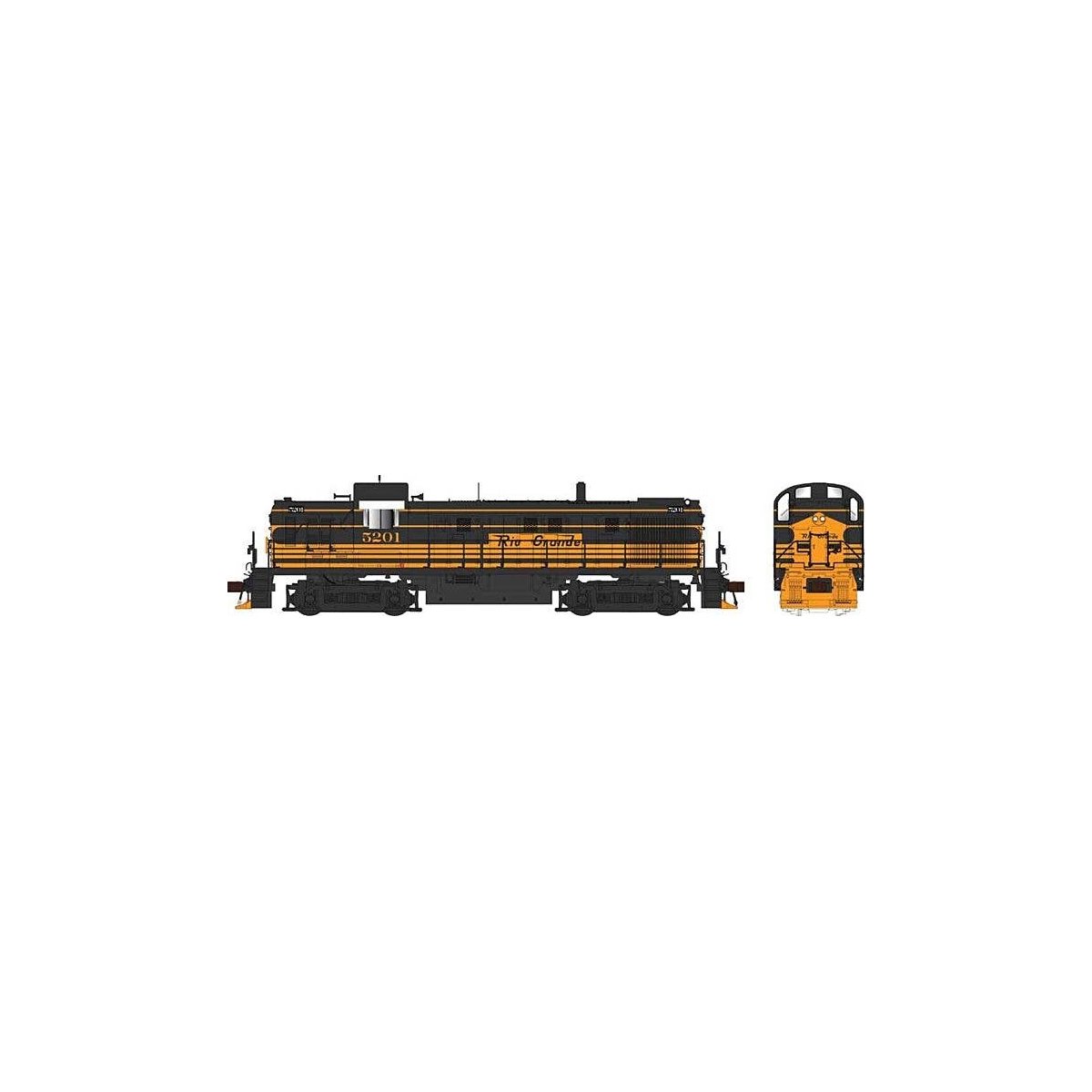 Alco RS3 Phase 2 - Standard DC -- Denver & Rio Grande Western 5203 (black, Aspen Gold), HO, Bowser Manufacturing Co. 25426