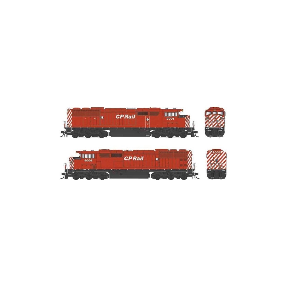 GMD SD40-2F - LokSound 5 and DCC - Executive Line -- Canadian Pacific 9019 (Action Red, white, black, No Multimark, 8′ Stripes
