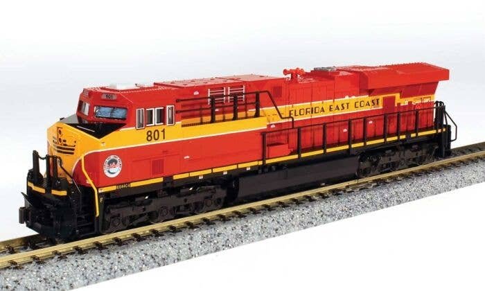 GE ES44AC GEVO - DCC -- Florida East Coast 801 (red, yellow, black), N, Kato USA Inc 1768946DCC