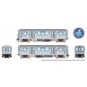 Budd 2600 Series L 4-Car Set - Standard DC -- Chicago Transit Authority CTA (stainless steel, blue, Circle Logo), N, Rapido Trai