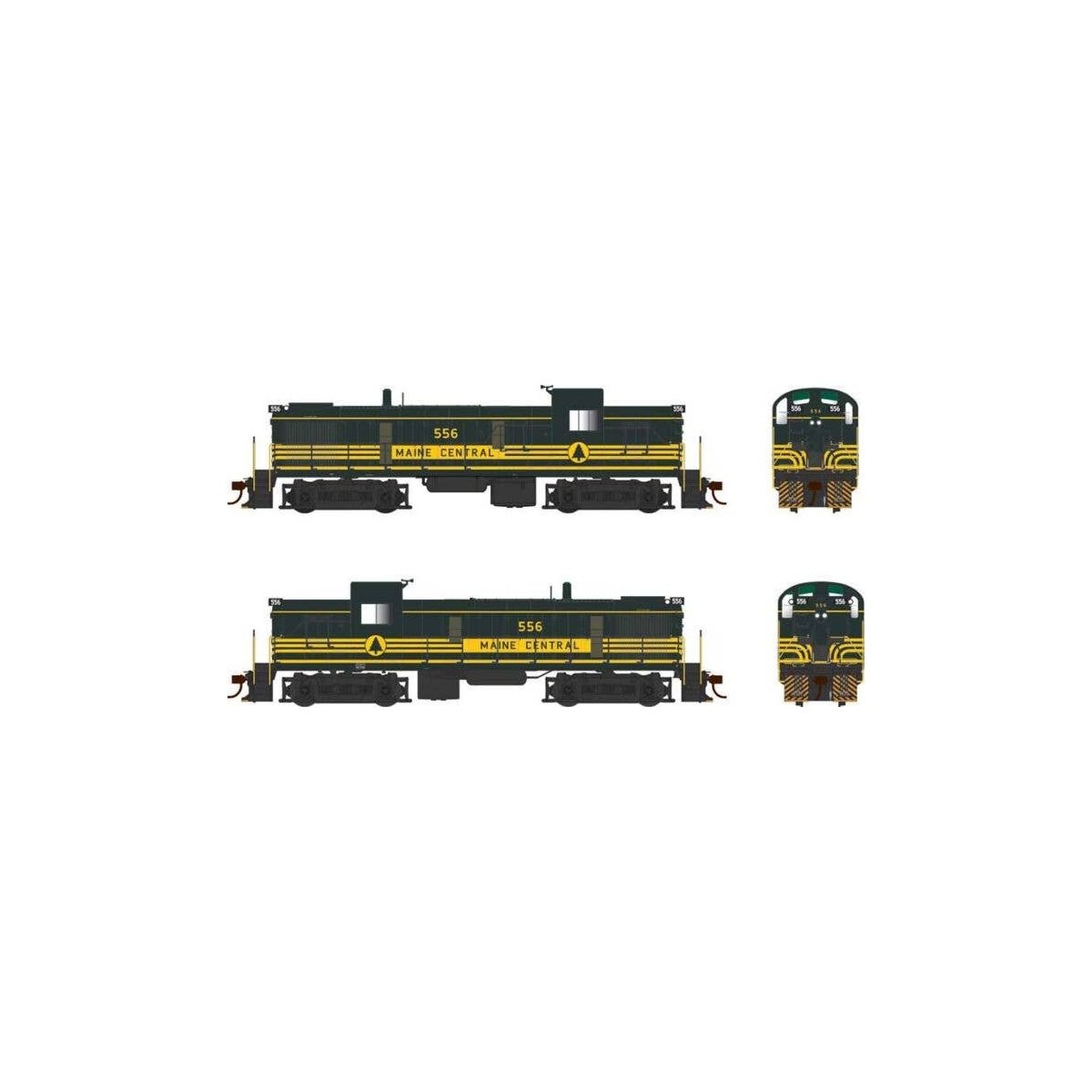 Alco RS3 Phase 3 - Standard DC -- Maine Central 557 (As-Delivered, green, yellow), HO, Bowser Manufacturing Co. 25208