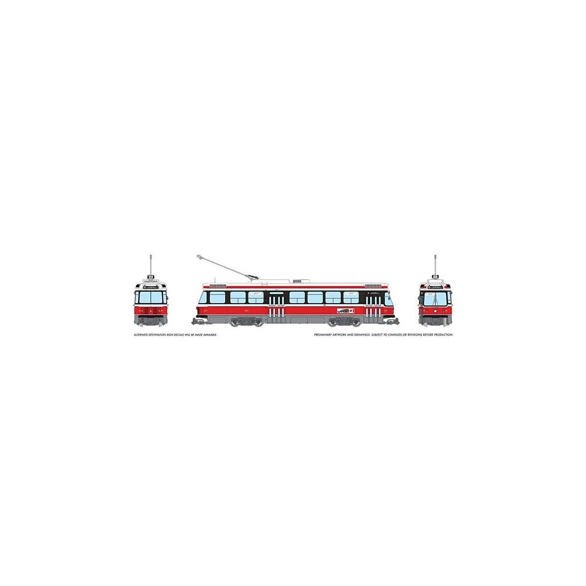 Canadian Light Rail Vehicle CLRV - Sound and DCC -- Boston MBTA UTDC Demonstrator 4027 (red, white), HO, Rapido Trains Inc 70250