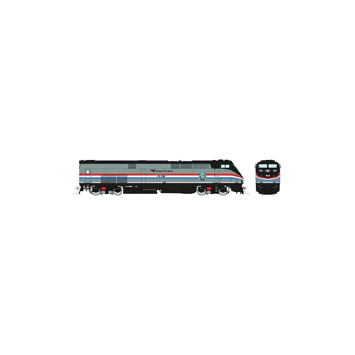 GE P32AC-DM - Sound and DCC -- Amtrak 708 (Phase III, silver, red, white, blue, black, Empire Service), HO, Rapido Trains Inc 85