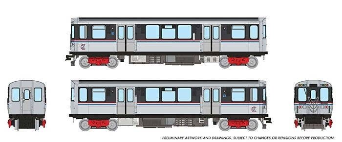 Budd 2600 Series L 2-Car Pair - Standard DC -- Chicago Transit Authority CTA (As-Delivered, stainless steel, black), N, Rapido T